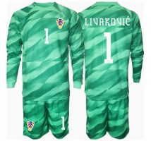 Chorwacja Dominik Livakovic #1 Bramkarskie Koszulka Wyjazdowa dzieci ME 2024 Długi Rękaw (+ krótkie spodenki)